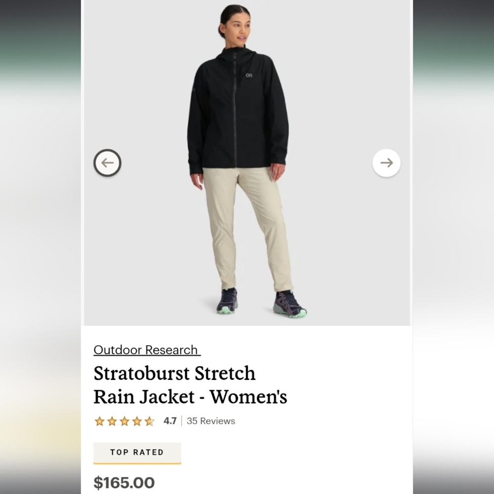 OR - Outdoor Research Black Hooded Rain Jacket - Picture 6 of 6